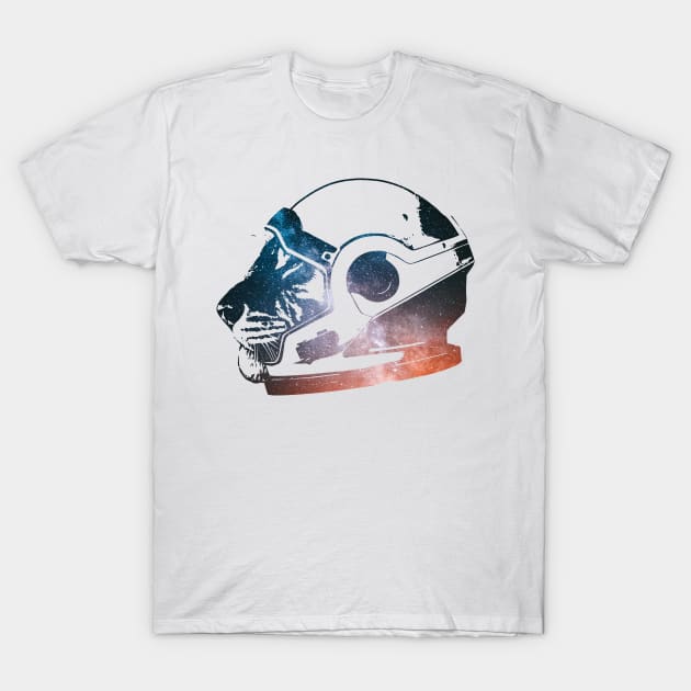 Tiger Cat Astronaut, Futuristic Head Helmet, Starry Night Sky Silhouette T-Shirt by Jahmar Anderson